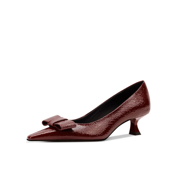 SIMONE Leather Bow Kitten Heel Pumps | Handcrafted Sheepskin-Lined 4.5cm Heels