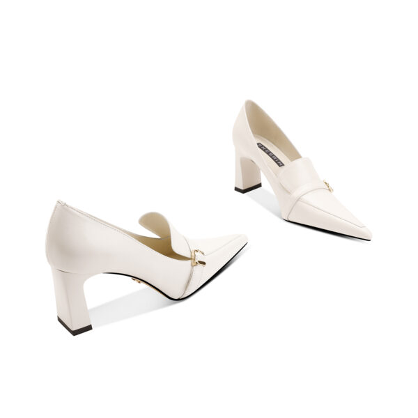 SIMONE Oiled Leather Buckle Loafer Pumps | Handcrafted 7cm Block Heels