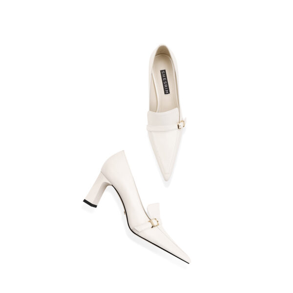 SIMONE Oiled Leather Buckle Loafer Pumps | Handcrafted 7cm Block Heels