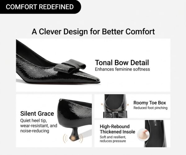 SIMONE Leather Bow Kitten Heel Pumps | Handcrafted Sheepskin-Lined 4.5cm Heels