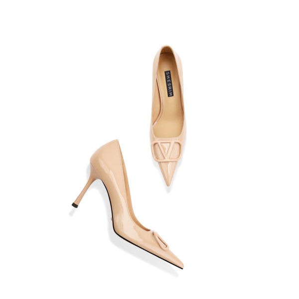 SIMONE Nude Patent Leather Pointed-Toe Pumps | Handcrafted Comfortable Stiletto Heels