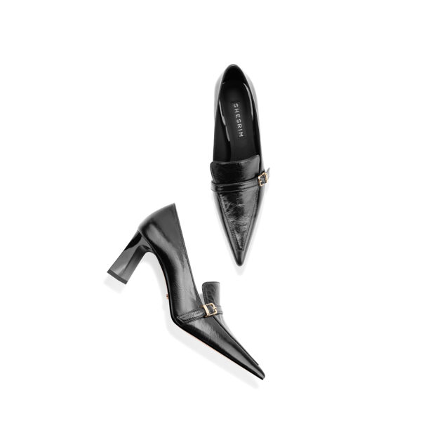 SIMONE Oiled Leather Buckle Loafer Pumps | Handcrafted 7cm Block Heels