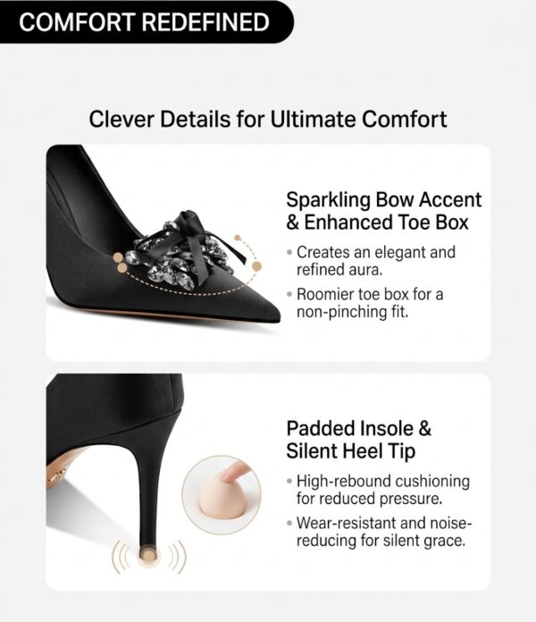 SIMONE Silk Crystal Bow Stiletto Pumps | Handcrafted Sheepskin-Lined Heels