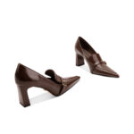 SIMONE Oiled Leather Buckle Loafer Pumps | Handcrafted 7cm Block Heels