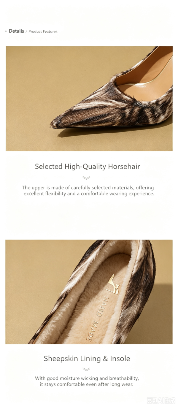 SIMONE Calf Hair Pointed Toe Pumps | Handcrafted Sheepskin-Lined 8cm Heels