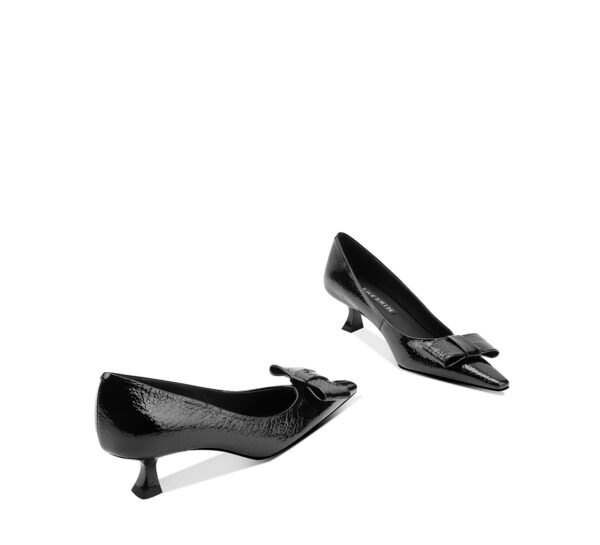 SIMONE Leather Bow Kitten Heel Pumps | Handcrafted Sheepskin-Lined 4.5cm Heels