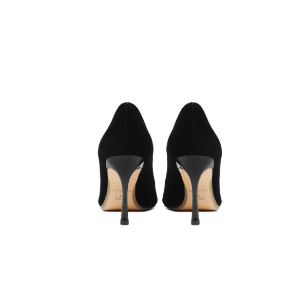SIMONE Shimmering Metallic Velvet Stiletto Pumps | Handcrafted Crystal Fan Bow 8cm Heels