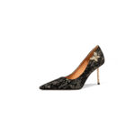 SIMONE Shimmering Metallic Velvet Stiletto Pumps | Handcrafted Crystal Butterfly