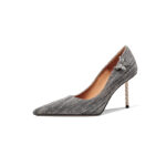 SIMONE Shimmering Metallic Velvet Stiletto Pumps | Handcrafted Crystal Butterfly