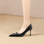 SIMONE Shimmering Metallic Velvet Stiletto Pumps | Handcrafted Crystal Fan Bow 8cm Heels