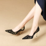 SIMONE Shimmering Metallic Velvet Stiletto Pumps | Handcrafted Crystal Butterfly