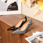 SIMONE Shimmering Metallic Velvet Stiletto Pumps | Handcrafted Crystal Butterfly