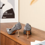 SIMONE Shimmering Metallic Velvet Stiletto Pumps | Handcrafted Crystal Butterfly