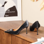 SIMONE Shimmering Metallic Velvet Stiletto Pumps | Handcrafted Crystal Fan Bow 8cm Heels
